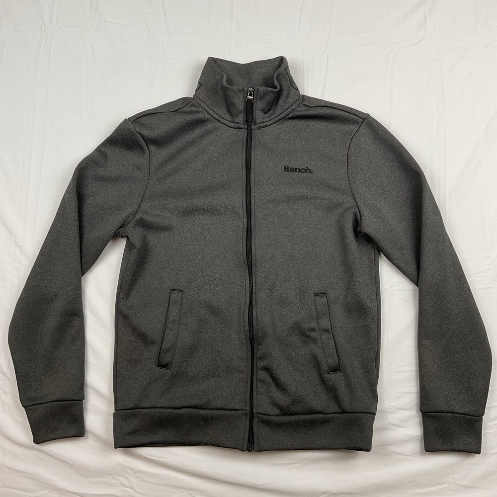 Bench Jacket Mens‎ Small Gray Full Zip Track Jacket Fleece Lined Streetwear Y2K